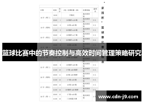 篮球比赛中的节奏控制与高效时间管理策略研究